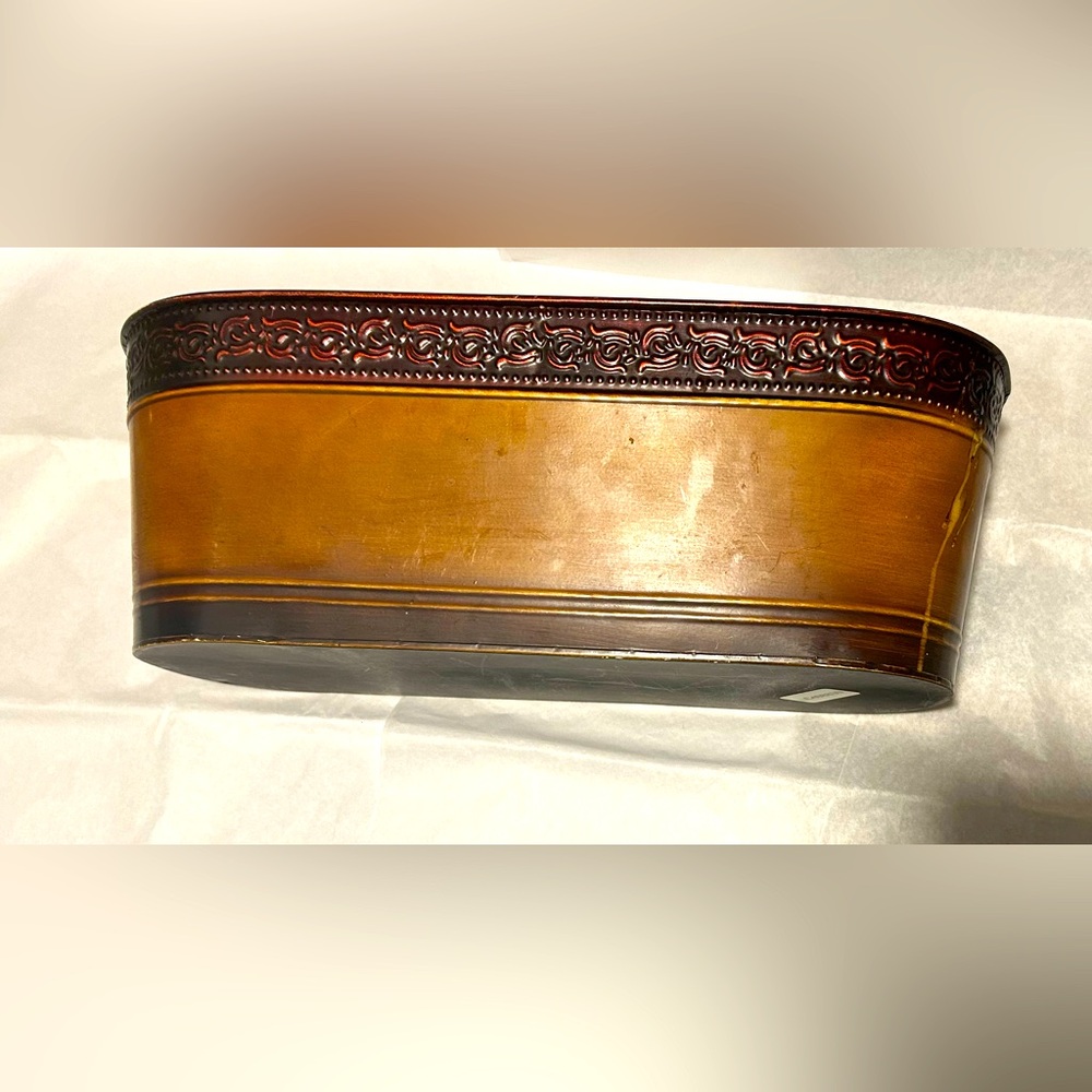 Decoration home tin metal storage box container copper brass look gift basket